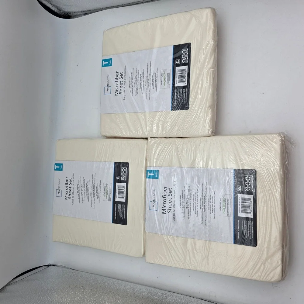 Mainstays Twin Microfiber Sheet Set Fresh Ivory 3 Piece MS45-002-301-01 O4